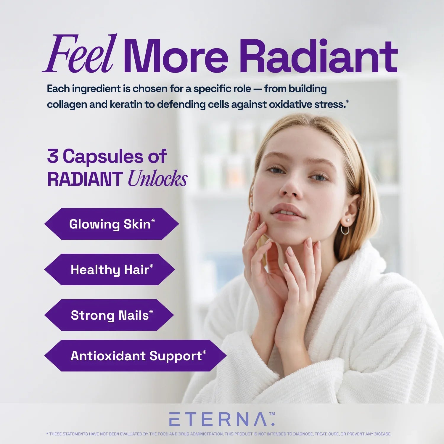 RADIANT | Collagen & Biotin Supplement for Skin Hydration, Hair Growth & Anti-Aging